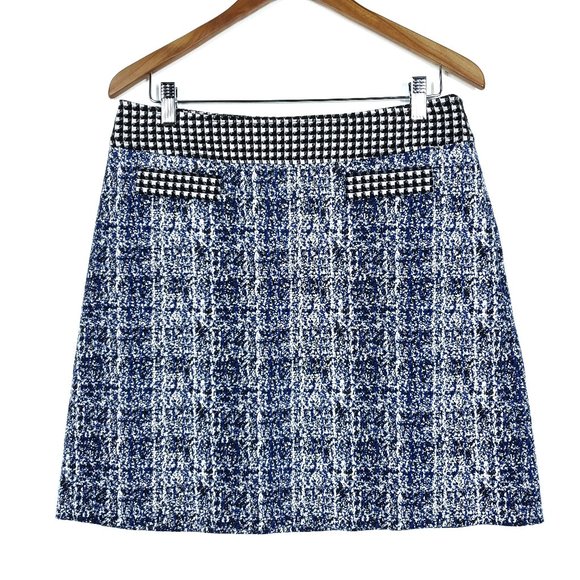 CAbi Dresses & Skirts - Cabi Blue Black White Knit Houndstooth Club Skirt